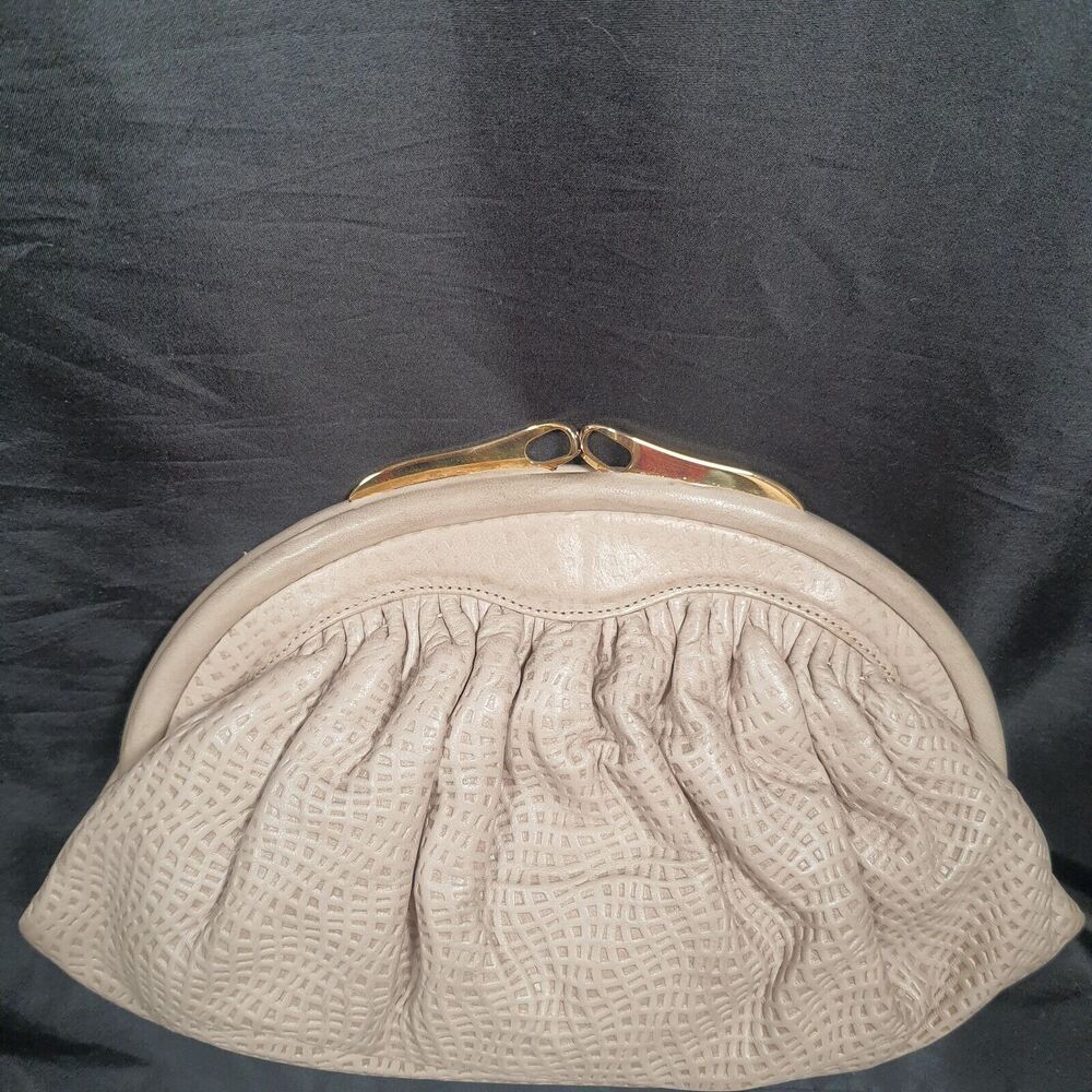 Vintage 1960s Brunettini Leather Clutch Shoulder Purse Italian Designer Roma